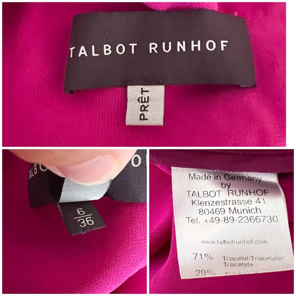 Talbot Runhof | Magenta Pink Cape One Shoulder Long Formal Designer Gown Dress 6 - Picture 9 of 11